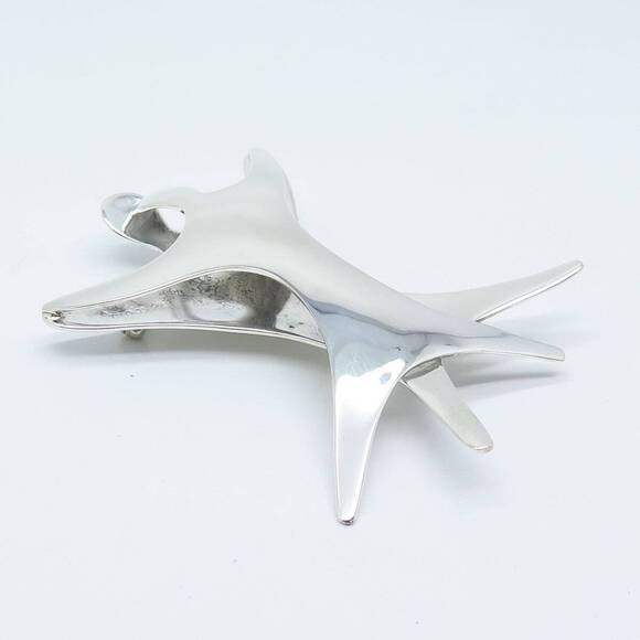 925 Sterling Silver Vintage Mexico Modernist Pin Brooch - Picture 4 of 7